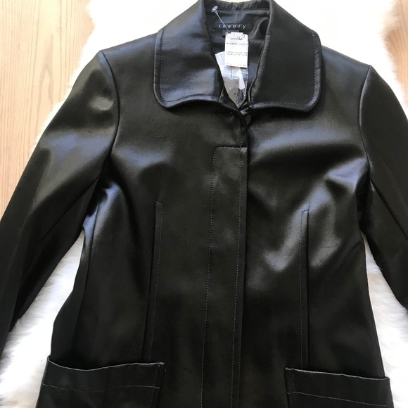 Theory NWT Panyia Slick Black Trench Coat SOLD OUT - Picture 4 of 8